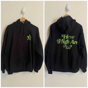 JEFFREE STAR “How High Are Ya” Black Hoodie with Green Star Design